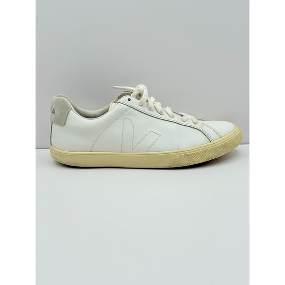 Size 8 - VEJA Esplar Womens White Leather Low Top Lace-Up Trainer Shoe Sneakers - Picture 1 of 8